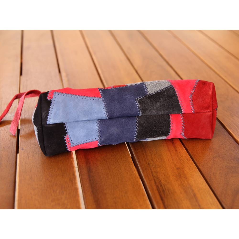 Kleine Tasche aus Leder in Patchwork, Kosmetiktasche, Schminktasche, Stiftetasche, Aufbewahrung, Handtasche Bild 4