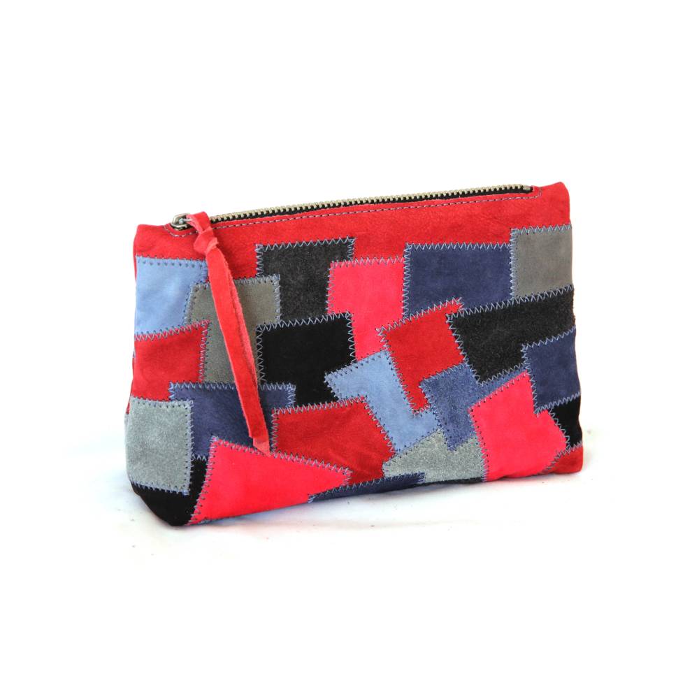 Kleine Tasche aus Leder in Patchwork, Kosmetiktasche, Schminktasche, Stiftetasche, Aufbewahrung, Handtasche Bild 6