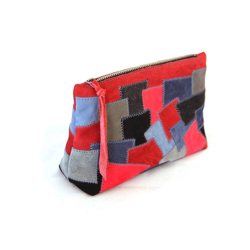 Kleine Tasche aus Leder in Patchwork, Kosmetiktasche, Schminktasche, Stiftetasche, Aufbewahrung, Handtasche Bild 7