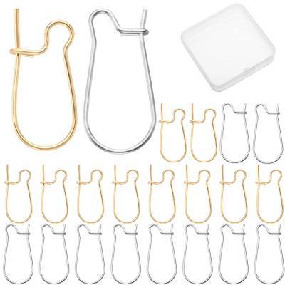 20 Kidney-Ohrhaken aus  304 Edelstahl, edelstahlfarben oder 18-Karat-vergoldet