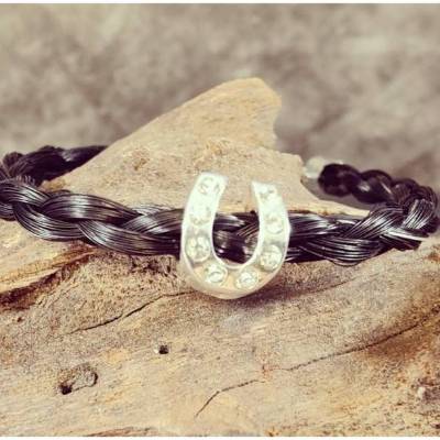 Pferdehaararmband mit Hufeisenperle, Tierhaarschmuck , Pferdehaare, Schweif, Armband, Erinnerung, Pony,
