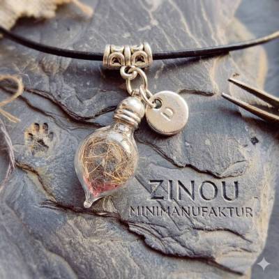 Tierhaarschmuck, Anhänger mit Fell, Zähnchen, Asche, Haare, Nabelschnur, Schlangenhaut, Phiole, Hund, Katze, Haustier