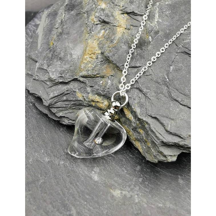 Mini Urne , Herz Kristall mit Strassstein , Anhänger zum selber füllen, DIY, Asche, Reis, Andenken, Tierhaarschmuck Bild 2