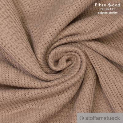0,5 Meter Stoff Baumwolle Polyester Rib Jersey grob beige Fibre Mood Rippenjersey