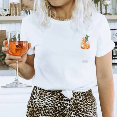 T-Shirt Cocktail Sommer BIOBAUMWOLLE Aperol Spritz Shirt Witziges Party Shirt - Getränk JGA Shirt Gift - Spritz Shirt Fr