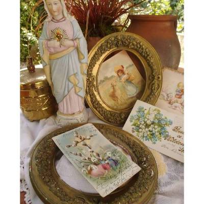 2 Stuckrahmen Rahmen Oval Shabby Brocante Landhaus Cottage