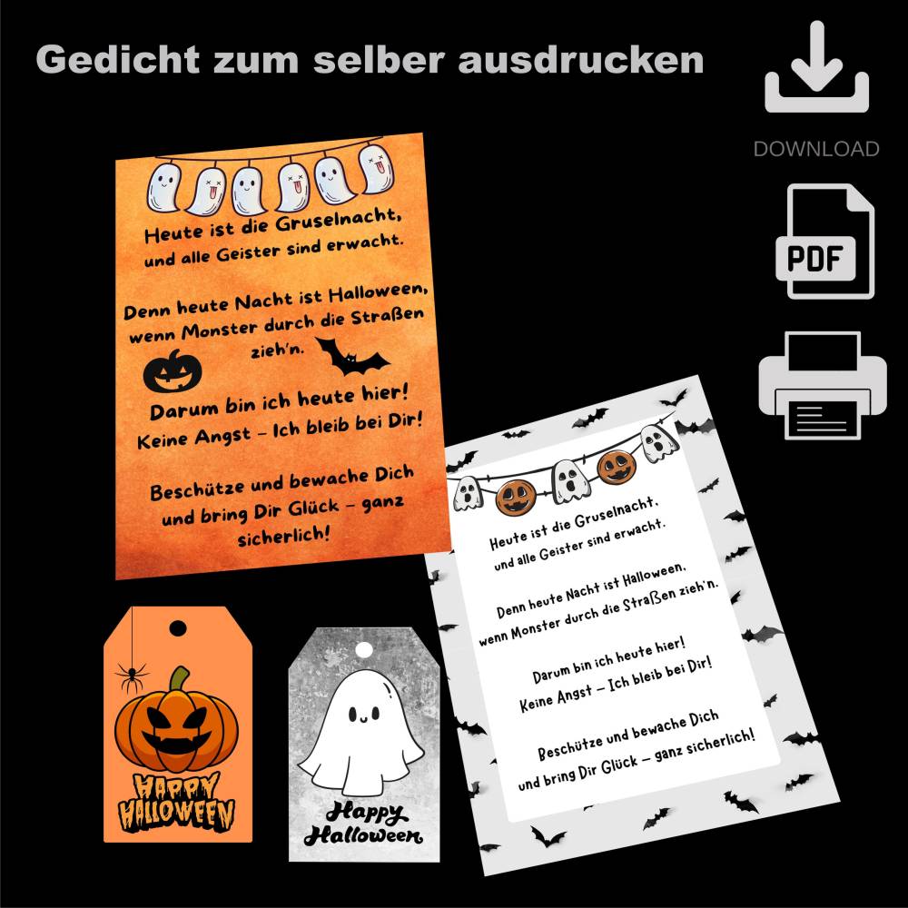 PDF HALLOWEEN Gedicht für Glückswürmchen und Glücksbringer, Download Bild 1