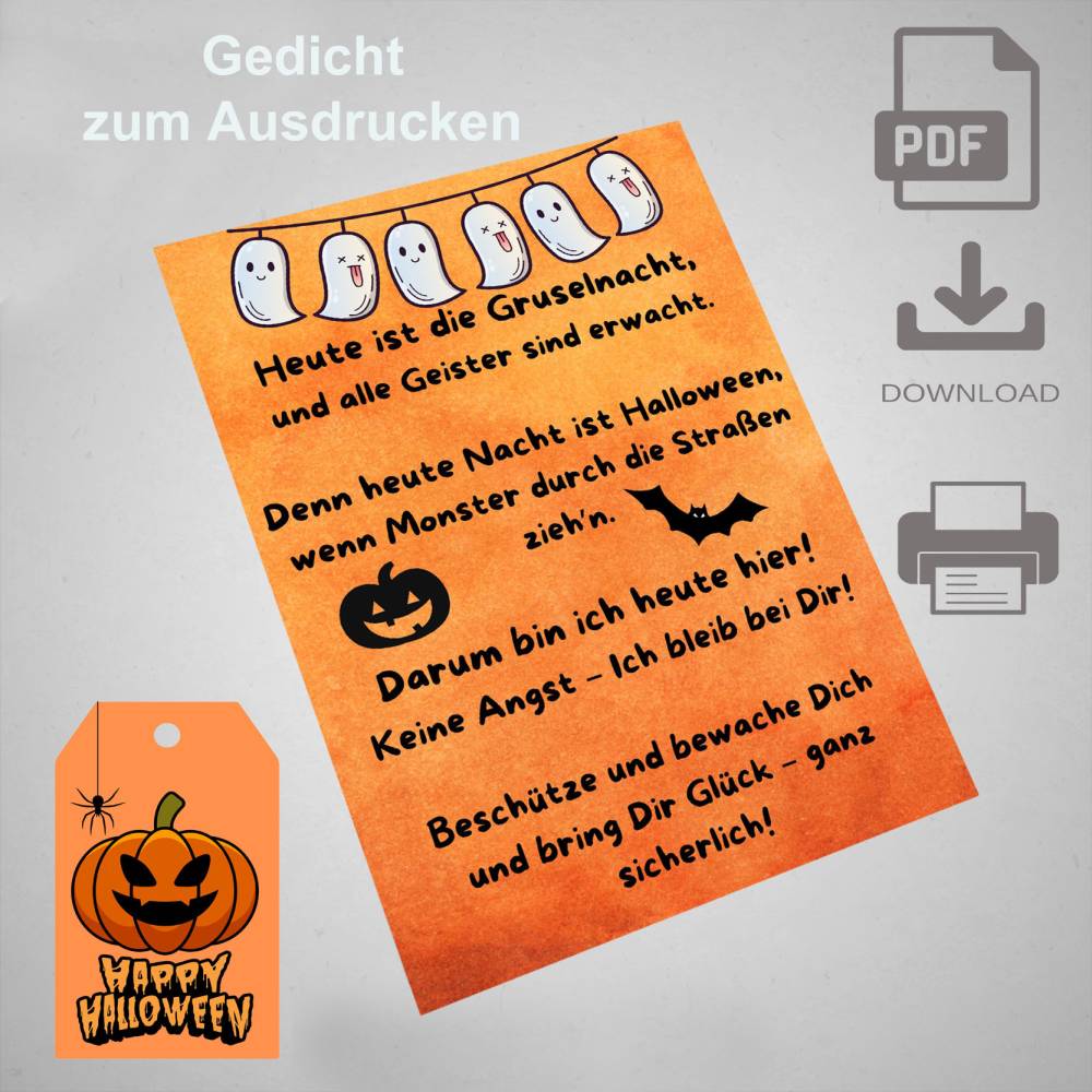 PDF HALLOWEEN Gedicht für Glückswürmchen und Glücksbringer, Download Bild 2
