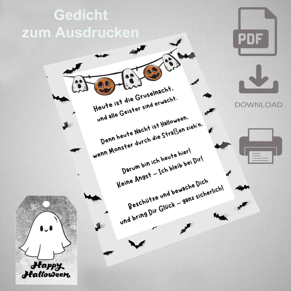 PDF HALLOWEEN Gedicht für Glückswürmchen und Glücksbringer, Download Bild 3