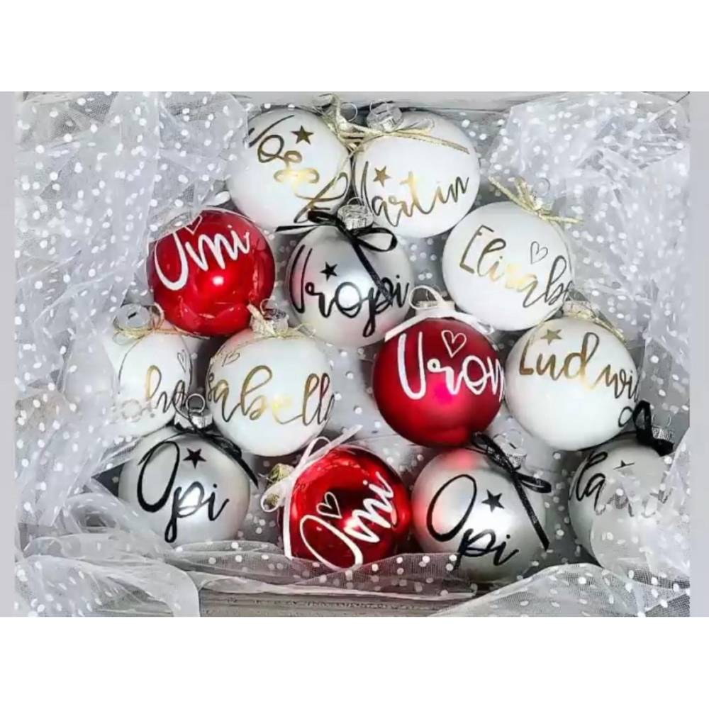 Christbaumkugeln / Weihnachtskugeln 8 cm personalisiert