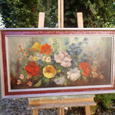 Ölgemälde Gemälde Signatur Blumen Blüten Blumenstrauß Impressionismus Landhaus Cottage