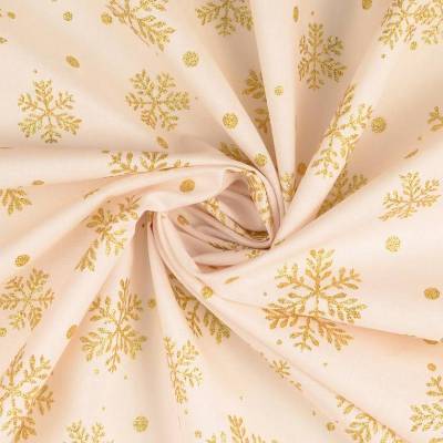 Weihnachtsstoff Baumwolle  Glitzerdruck  Schneeflocke creme/gold (1m/10,-€)
