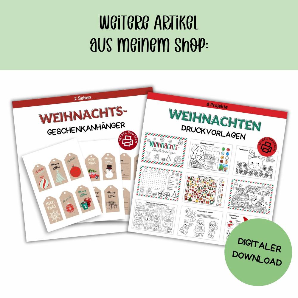 Adventskalender zum Ausmalen für Kinder | Druckvorlage für Weihnachten zum Selberdrucken | Basteln für Kinder | Advent Bild 5