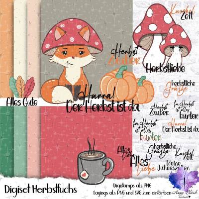Digiset Herbstfuchs, hohe Qualität ,JPG, PNG, SVG zum erstellen von wunderschöner Deko