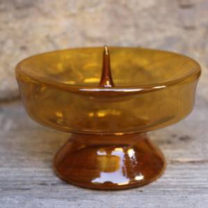 Kerzenständer Lauscha Lampengeblasen Bernstein Glas Pop Art Space Age mundgeblasen  70er Jahre Vintage DDR GDR