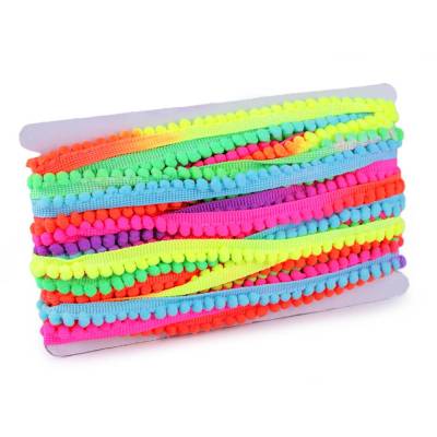 1 m Pomponband mit Bommeln  Breite 14 mm , Pompon Ø 6 mm (1m/1,00€)