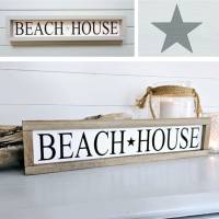 BEACH HOUSE mit Rahmen - maritimes Holzschild im fixer upper Style für Cottages und Landhausstil