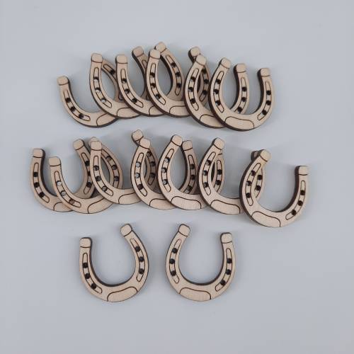 Glücks-Hufeisen 15-Teile Holz zum Basteln Dekorieren Tischstreu Streu Geburtstage Glückssymbol Konfetti DIY