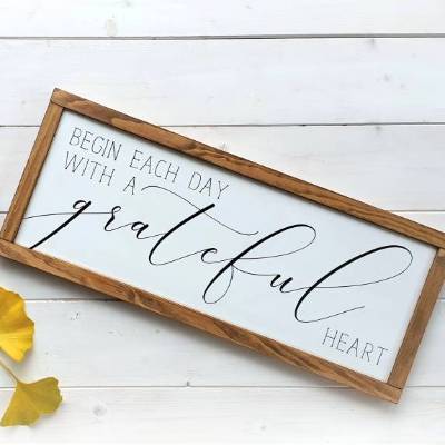 GRATEFFUL HEART Holzschild für liebevolle Landhausdeko im fixer upper - Stil