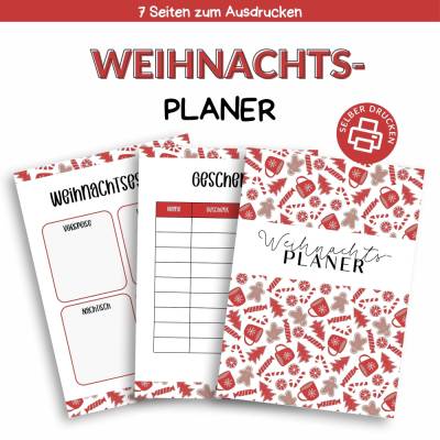 Weihnachtsplaner deutsch A4 – Perfekte Organisation mit To-Do, Geschenkeliste & Essensplan als PDF