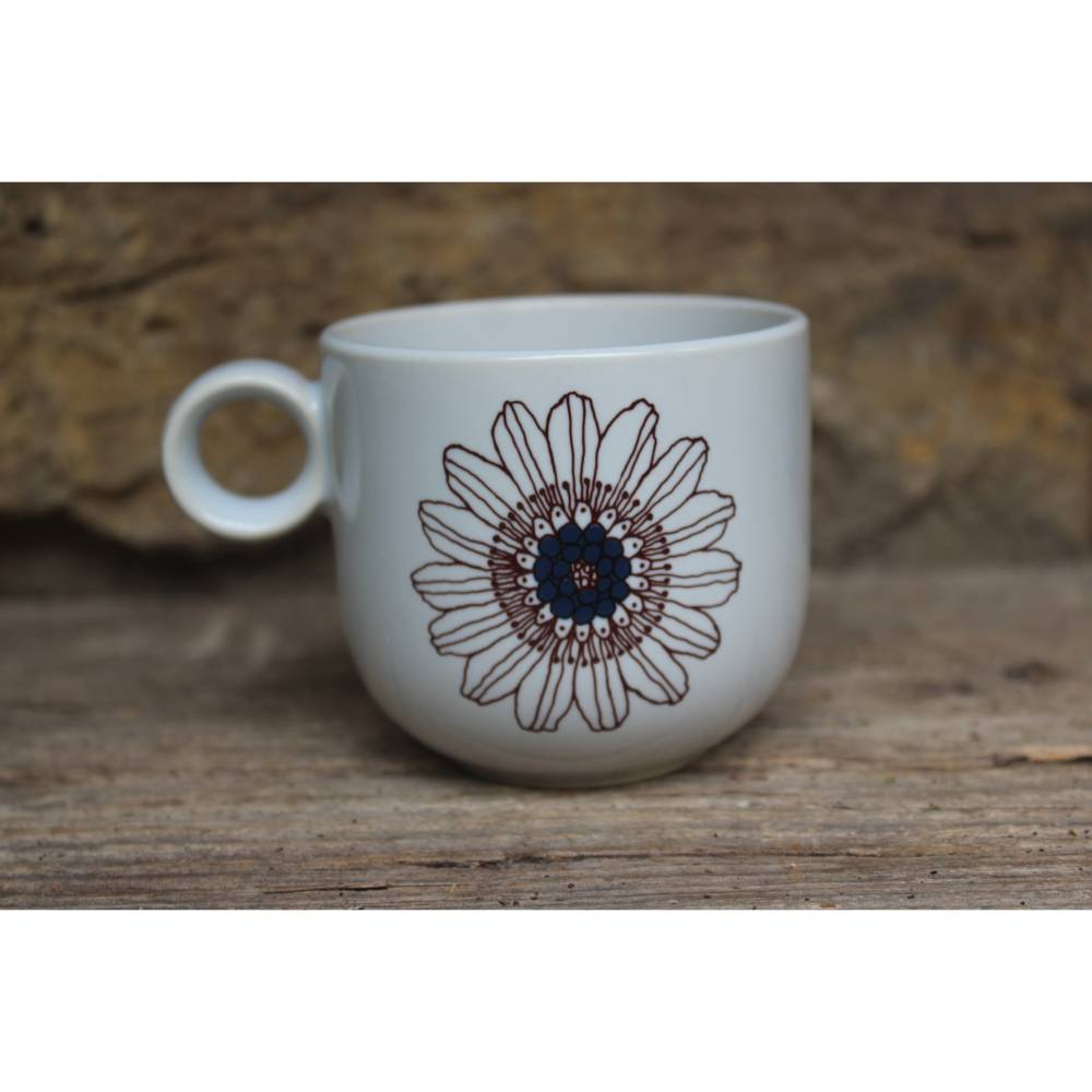 Rosenthal Terra Sonnenblume / Kaffeetasse Ersatzteil / Design Wolf Karnagel Steinzeug 70er Jahre