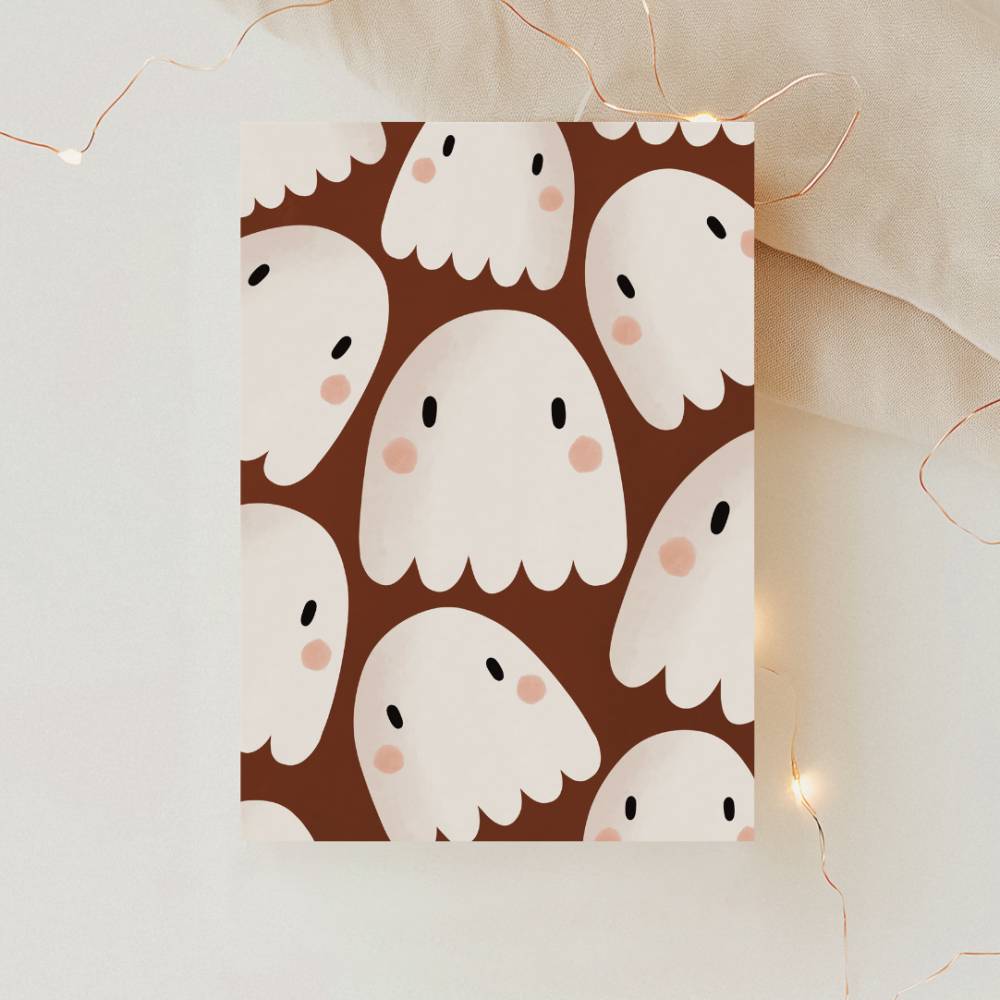 Postkarte Geist Halloween Geister süß Herbst Grußkarte Süß - Illustrationen Herbst als Dankeskarte - Illustration Herbst Bild 1