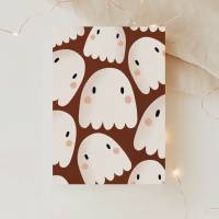Postkarte Geist Halloween Geister süß Herbst Grußkarte Süß - Illustrationen Herbst als Dankeskarte - Illustration Herbst