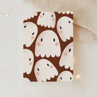 Postkarte Geist Halloween Geister süß Herbst Grußkarte Süß - Illustrationen Herbst als Dankeskarte - Illustration Herbst