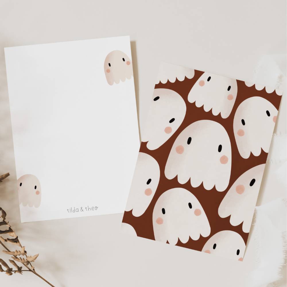 Postkarte Geist Halloween Geister süß Herbst Grußkarte Süß - Illustrationen Herbst als Dankeskarte - Illustration Herbst Bild 2