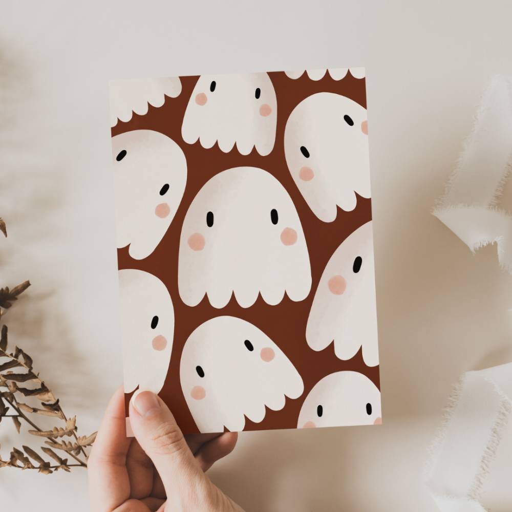 Postkarte Geist Halloween Geister süß Herbst Grußkarte Süß - Illustrationen Herbst als Dankeskarte - Illustration Herbst Bild 4