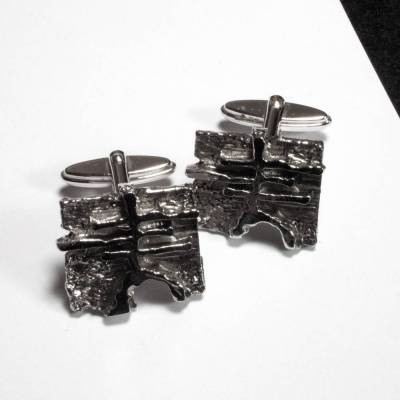 Vintage Manschettenknöpfe 70er Jahre silberfarben Modernist – Retro Männer Schmuck aus Pforzheim