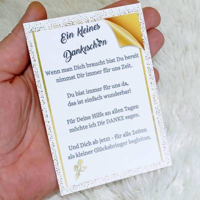 Danke Spruch Kärtchen für Glückswürmchen und Glücksbringer