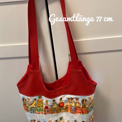 Shoppingbag Shoppingtasche  Strandtasche Saunatasche Unikat - Fruit Ladys mit rot