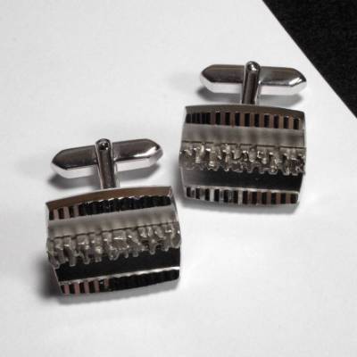 Vintage Manschettenknöpfe 70er Jahre, silberfarben Modernist, Männer Schmuck, Retro, Trödel Dings da, Modernist, Knöpfe