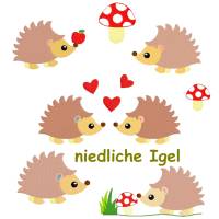 Stickdatei Igel und Pilze 7 Dateien ab dem 10 x 10 Rahmen stickmotiv stickmuster sticken waldtiere stickerei