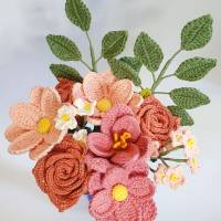 Blumenstrauß gehäkelt | Hochzeitsstrauß Rosa | Geburtstag Geschenkidee Hochzeitstag