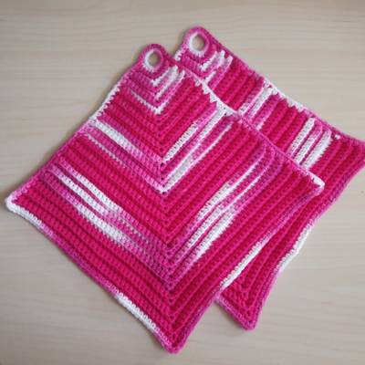 gehäkelte Topflappen Set in pink und pinkmeliert