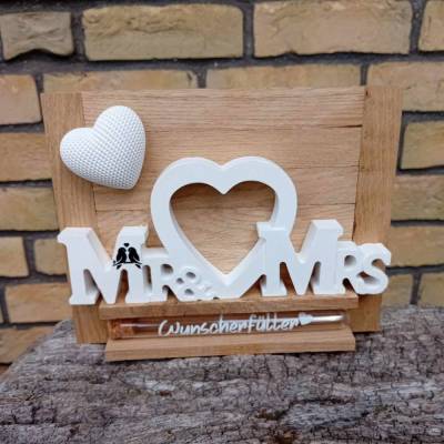 Hochzeitsgeschenk Schriftzug Mr. & Mrs. aus Raysin für Geldgeschenk