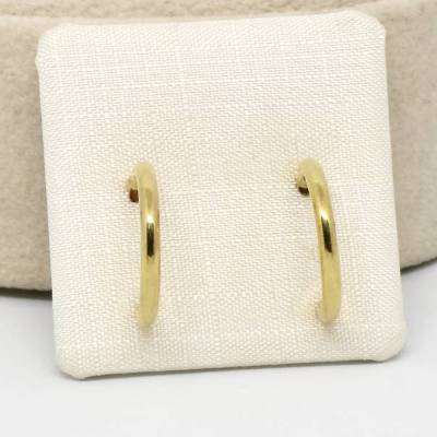 Vintage Ohrstecker Creolen dünn Glatt Goldfarbe Glanz abgerundet Ohrringe leicht Zeitlos Modern Geschenk Tochter