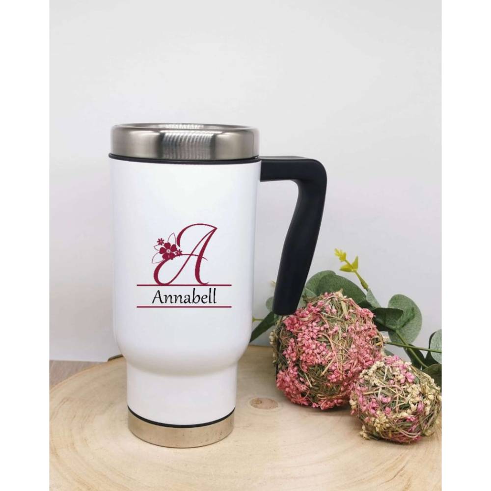 Thermobecher Kaffee to go Becher personalisiert mit Name Edelstahl Reisebecher Auto
