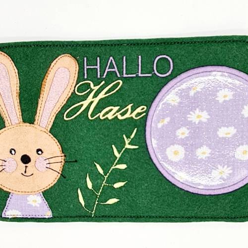 Stickdatei Mug Rug Hase ITH – Osterdeko für deine Stickmaschine