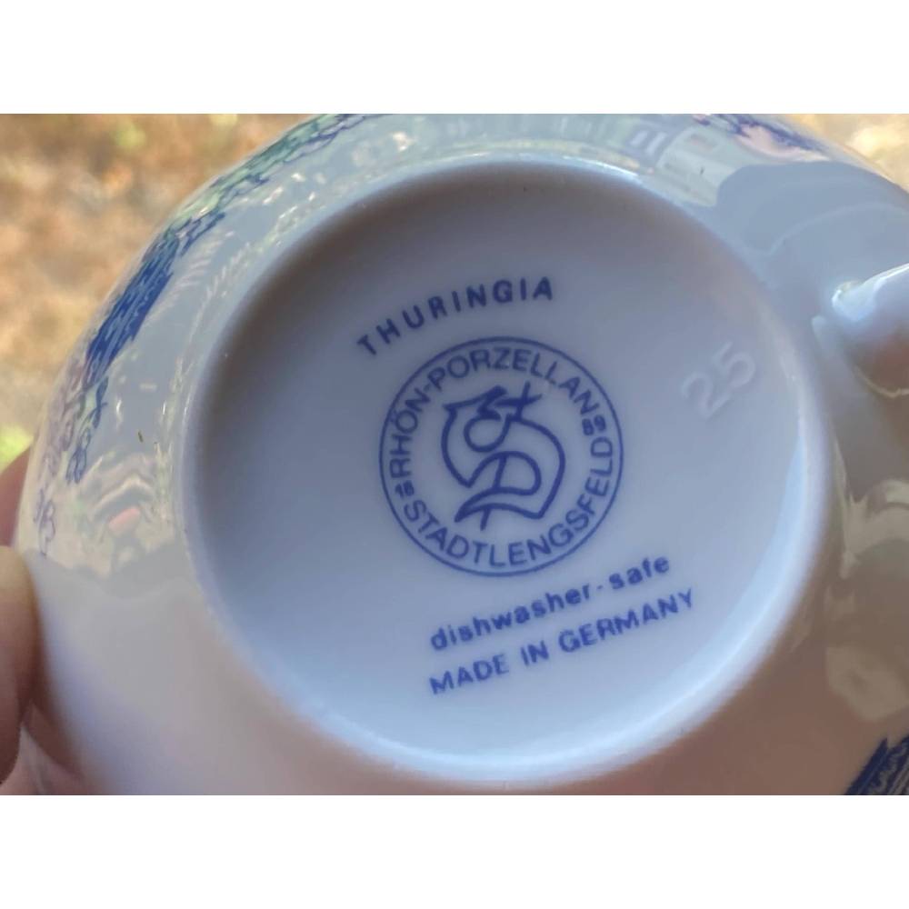 15 tlg. Teeservice China Blau Henneberg + Thuringia Rhön Porzellan 70er 80er Jahre DDR