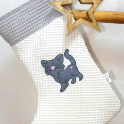 Nikolausstiefel für Katzen personalisiert mit Namen | Weihnachtsstrumpf Katze | Geschenk zu Nikolaus & Weihnachten