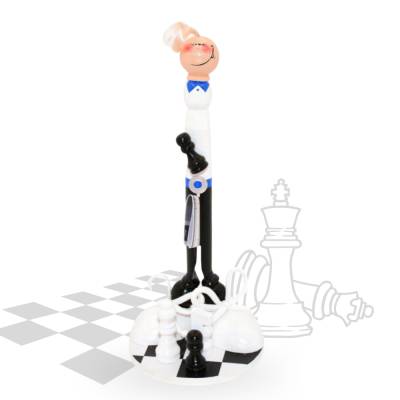 Handgefertigte Schachspieler Holzfigur 16,5 cm – Originelles Geldgeschenk und Deko für Schachfans