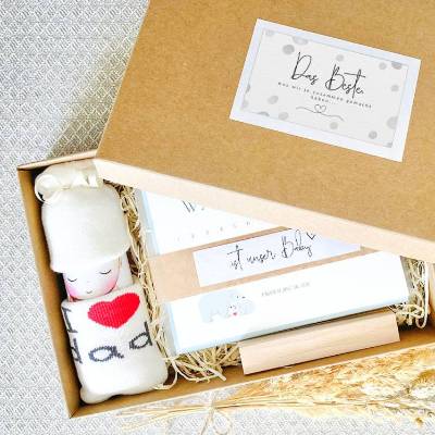 Schwangerschafts-Countdown-Geschenkbox für den werdenden Papa – mit Windelbaby & Vaterpass