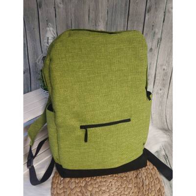Rucksack WASSERFEST (Farbbeispiel hellgrün) aus Leinenoptik Canvas, wasserdichter Innenraum, Tasche in 36 Farben