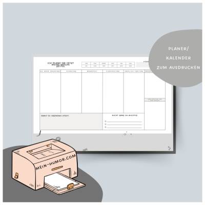 witziger Wochenplan zum Ausdrucken, lustiger Wochenplaner Download zum Ausdrucken
