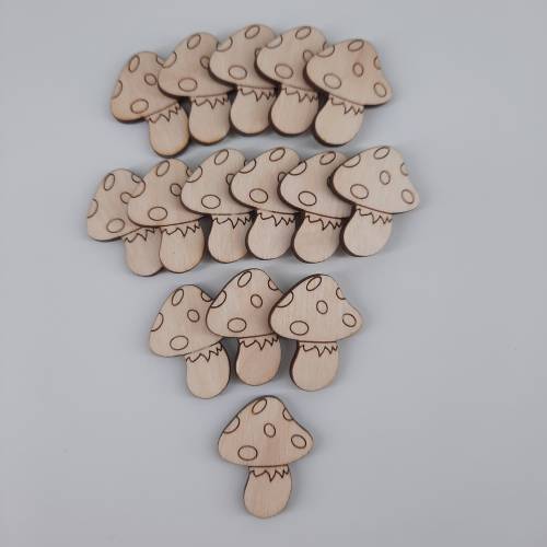 Glücks-Pilze 15-Teile Holz zum Basteln Dekorieren Tischstreu Streu Geburtstage Glückssymbol DIY