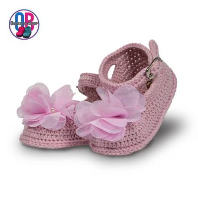 Babyschuhe, gehäkelt, DREISCHICHSOHLE, Geschenkverpackung, handgemacht, Altrosa, Baumwolle, 9,4 cm