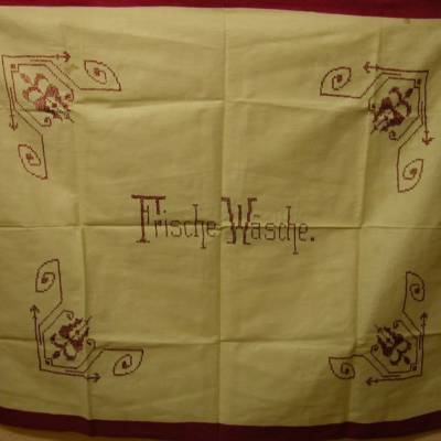 Spruchtuch-Wandspruch-Handarbeit gestickt, aus Omas guten Stube